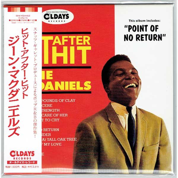 Photo1: GENE McDANIELS / HIT AFTER HIT (Brand New Japan mini LP CD) * B/O * (1)