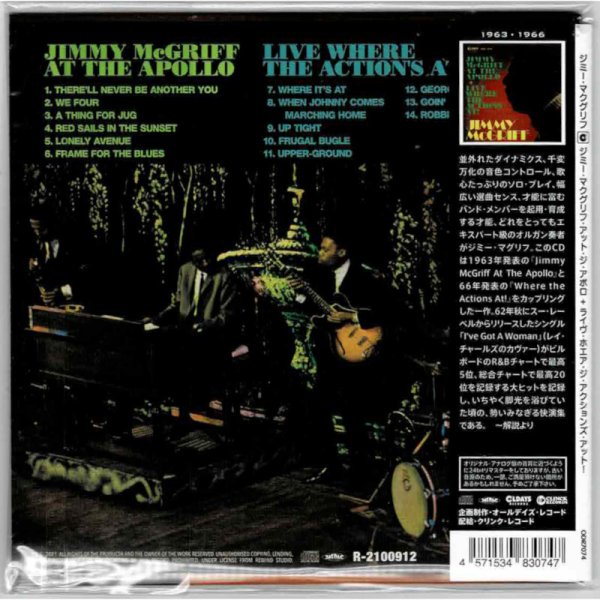 Photo2: JIMMY McGRIFF / JIMMY McGRIFF AT THE APOLLO + LIVE WHERE THE ACTIONS AT! (Brand New Japan mini LP CD) * B/O * (2)