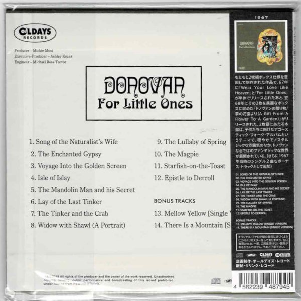 Photo2: DONOVAN / FOR LITTLE ONES (Brand New Japan mini LP CD) * B/O * (2)