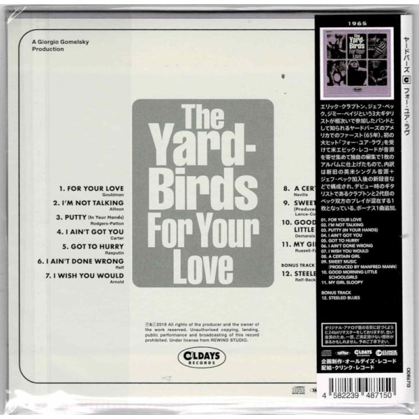 Photo2: THE YARDBIRDS / FOR YOUR LOVE (Brand New Japan mini LP CD) * B/O * (2)