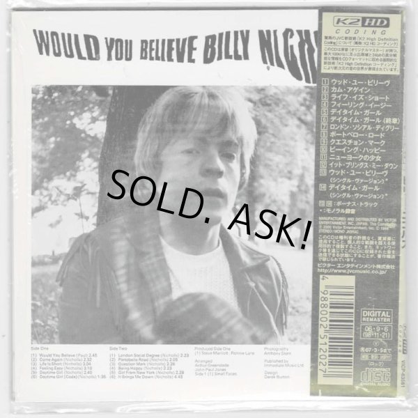 Photo2: BILLY NICHOLLS / WOULD YOU BELIEVE (Used Japan mini LP CD) (2)